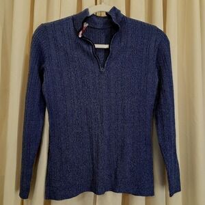 Marbella Vintage Knits California‎  Blue Zip Sweater  Top